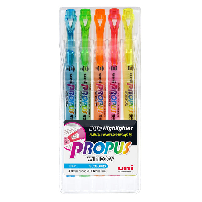 Uni Propus Double-Ended Highlighter - Pack of 5