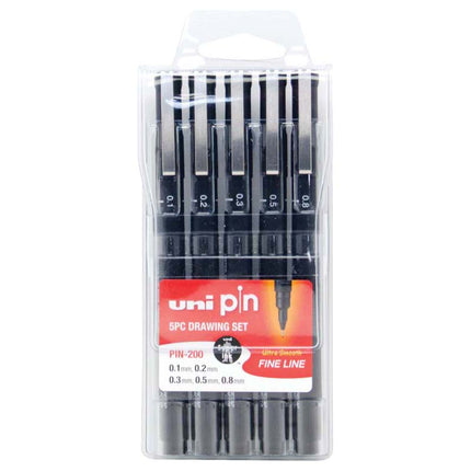 Uni Pin Fineline Permanent Drawing - Set of 5