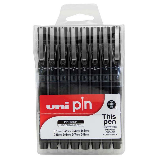 Uni Pin Fineline Permanent Drawing - Set of 8
