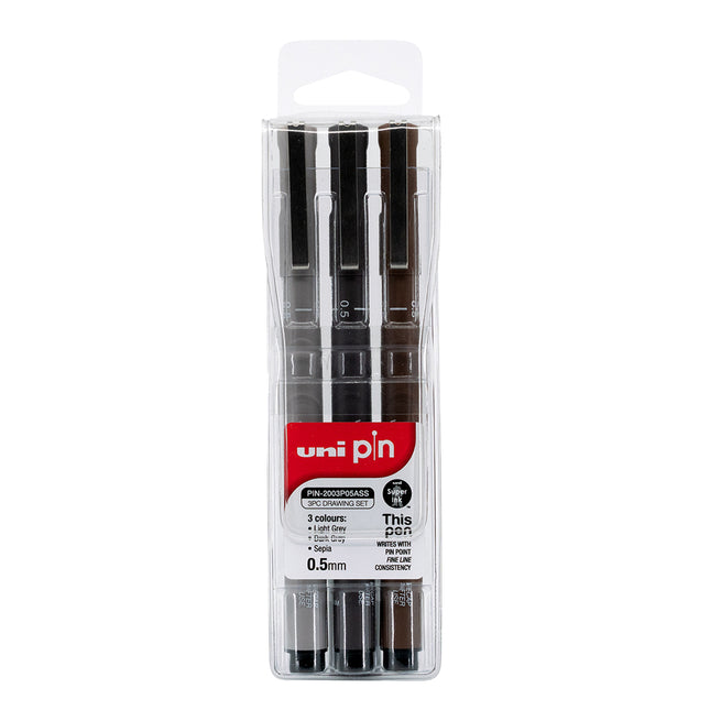 Uni Pin Fineline Permanent Drawing - Set of 3