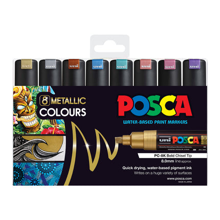 Uni Posca Marker PC-8K Metallic - Pack of 8
