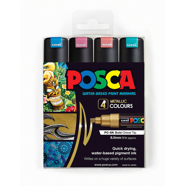 Uni Posca Marker PC-8K Metallic - Pack of 4