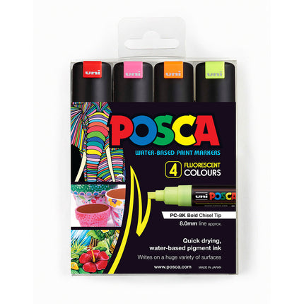 Uni Posca Marker PC-8K Fluoro - Pack of 4