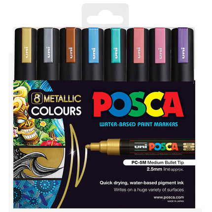 Uni Posca Marker PC-5M Metallic Colours - Pack of 8