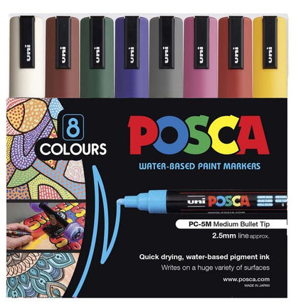 Uni Posca Marker PC-5M Dark Colours - Pack of 8