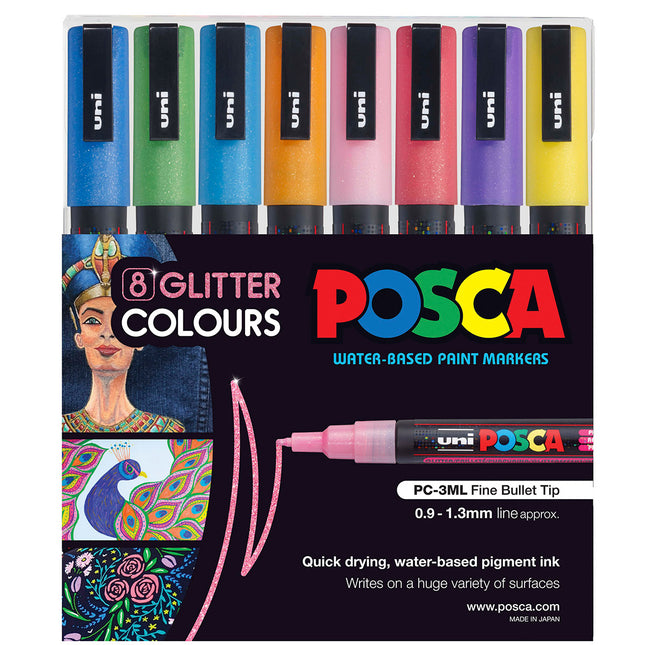 Uni Posca Marker PC-3M Glitter - Pack of 8