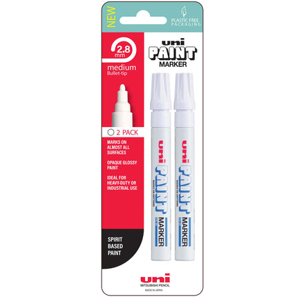 Uni Paint Marker PX-20 2.8mm Bullet Tip White - Pack of 2