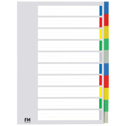 File Master Indices Polypropylene A4 - 8 Styles