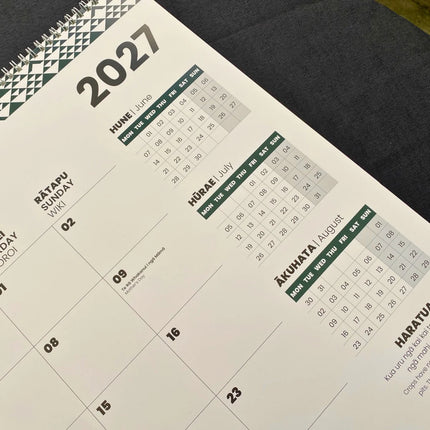 Tuhi Calendar - Month to View - Maori A2 - 2027