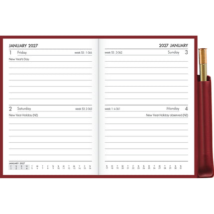 Collins Diary Pocket - Red With Pencil - 2027