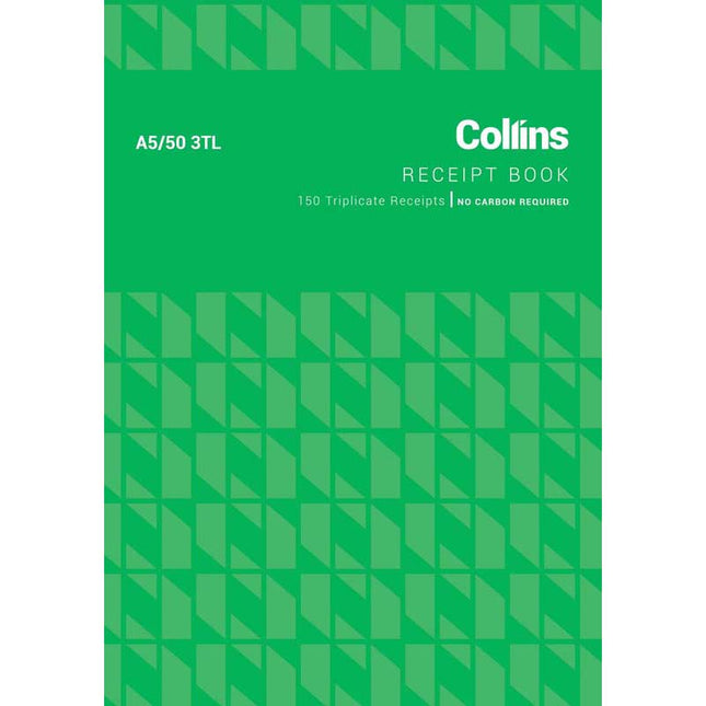 Collins Cash Receipt - A5 - 150 Triplicate Forms - No Carbon Required