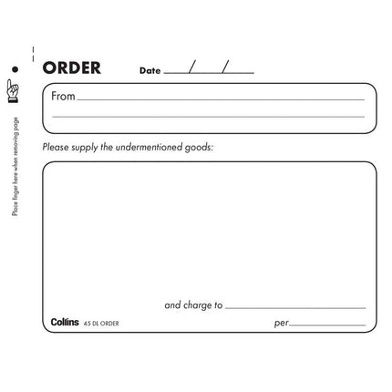 Collins Goods Order - 45DL - 100 Duplicate Forms - No Carbon Required