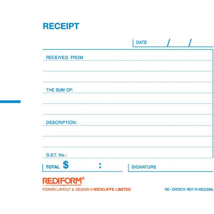 Rediform Book Receipt Small - Duplicate - 50 Leaf