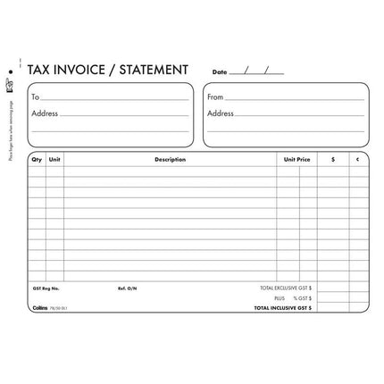 Collins Tax Invoice - 78DL1 - 50 Duplicate Forms - No Carbon Required