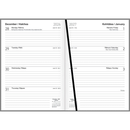 Collins Diary A5 NZ Birds - Week to View - 2027 - Pack of 4