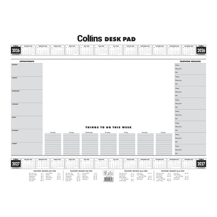 Collins A2 Executive Desk Pad - 50 leaf - 2026/2027