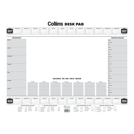 Collins A2 Executive Desk Pad - 50 leaf - 2027/2028