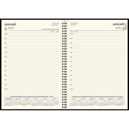 Collins Diary Boston A5 - Day To Page Wiro Diary - Black 2027