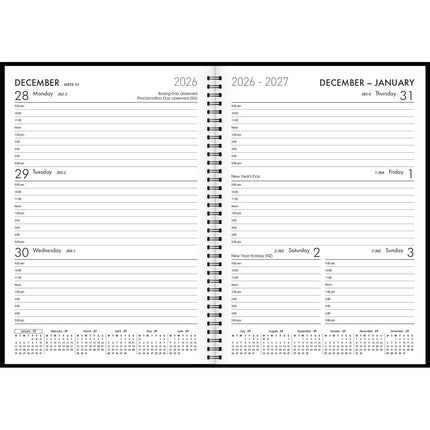 Collins Diary Boston A5 - Day To Page Wiro Diary - Navy 2027