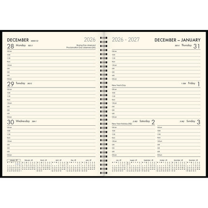 Collins Diary Boston A5 - Week To View Wiro Diary - Black 2027