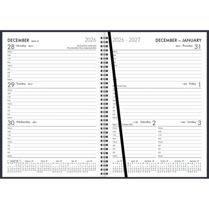 Collins Diary Boston A5 - Week To View Wiro Diary - Navy 2027