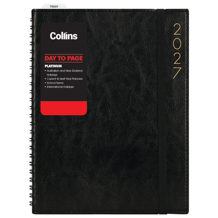 Collins Diary Platinum A4 - Day To Page Wiro Diary - Black 2027