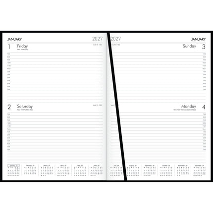 Windsor Diary A42 - 2 Day To Page - Black 2027