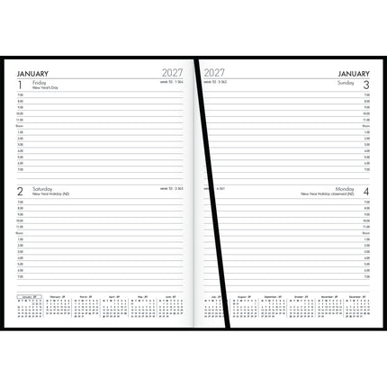Windsor Diary A52 - 2 Day To Page - Black 2027