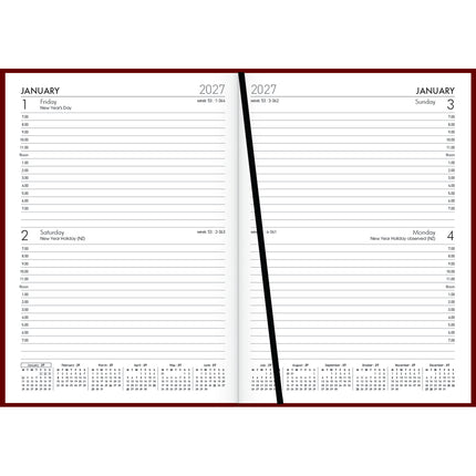 Windsor Diary A52 - 2 Day To Page - Red 2027