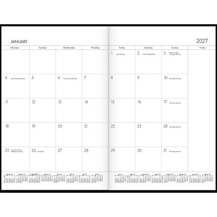 Collins Diary Planner - Monthly A4 - PVC Cover Black 2027
