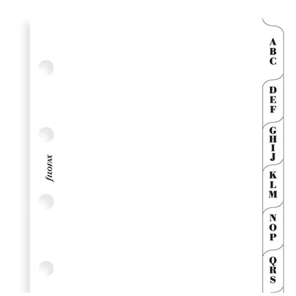 Filofax Organiser - Refill Mini - Index A-Z - 3 Letters per tab - White