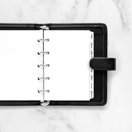 Filofax Organiser - Refill Mini - Index A-Z - 3 Letters per tab - White