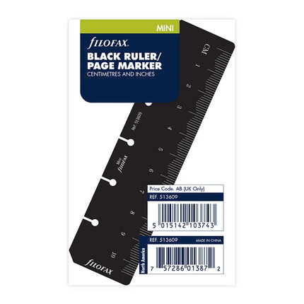 Filofax Accessory - Ruler/Page Marker - Mini Black