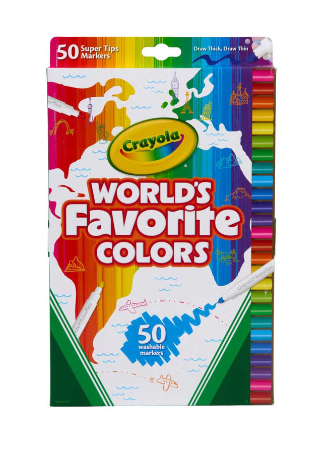 Crayola Worlds Favourite Colours Supertips Markers - Pack of 50
