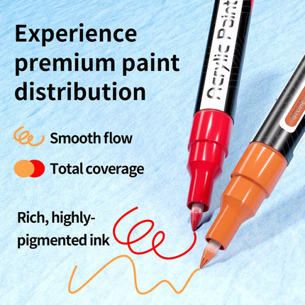 Flysea Acrylic Paint Markers Fine Tip - Brights - Pack of 22