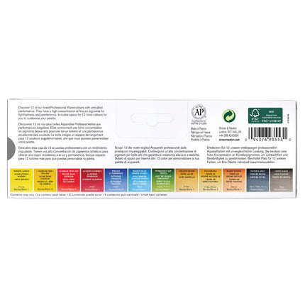 Winsor & Newton Professional Watercolour Half Pan Paints - Set Of 12