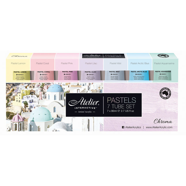 Atelier Interactive Acrylic Paint - 7 x 80ml Pastel Colours