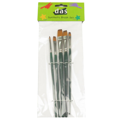 DAS 8302 Small Synthetic Paint Brushes Flat - Set of 5