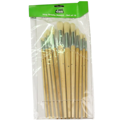 DAS 582 Hog Bristle Paint Brush - Round - Set of 12