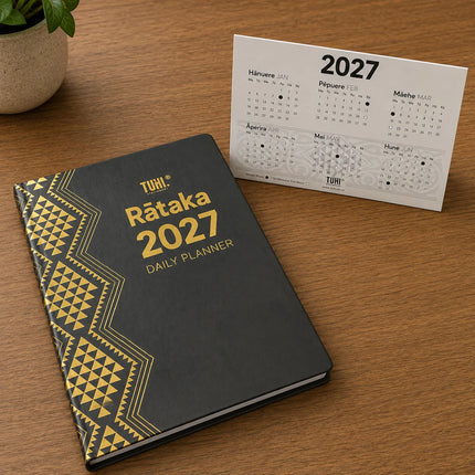 Tuhi Diary B5 - Day to View - Premium Rataka Black & Gold - 2027