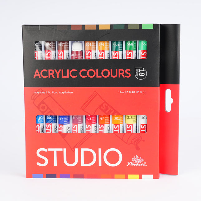 Phoenix Acrylic Paint Colour 12ml - Set of 18