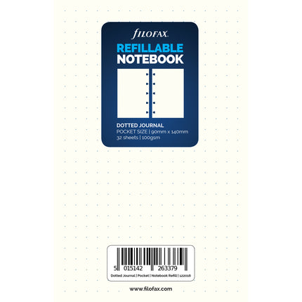 Filofax Notebook Refill - Pocket Notepaper - Dotted White