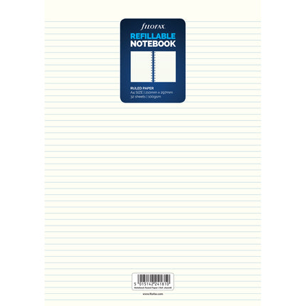 Filofax Refill - A4 - Notebook - Notepaper Ruled - White