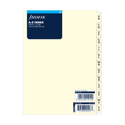 Filofax Organiser - Refill A5 - Index A-Z - 2 Letters per tab - Cotton Cream