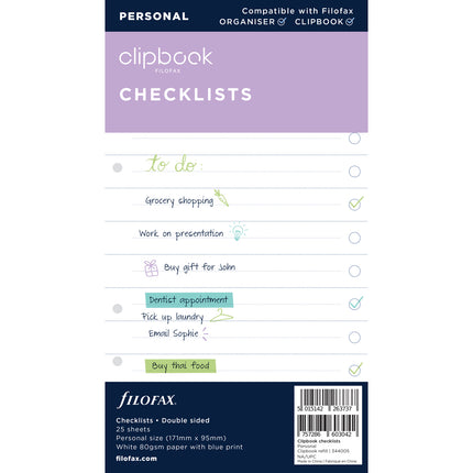 Filofax Clipbook - Refill Personal - Checklists