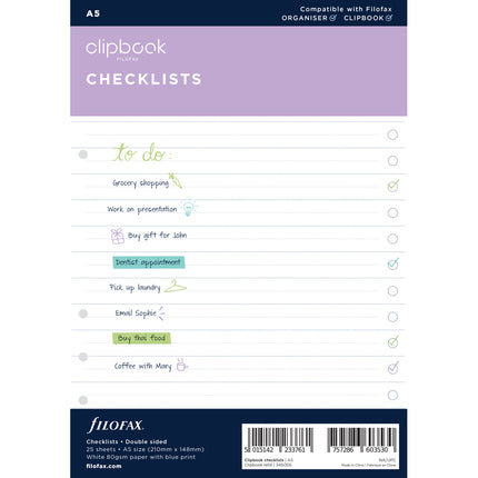 Filofax Clipbook - Refill A5 - Checklists