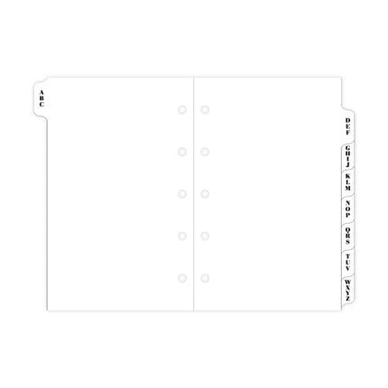 Filofax Organiser - Refill Mini - Index A-Z - 3 Letters per tab - White
