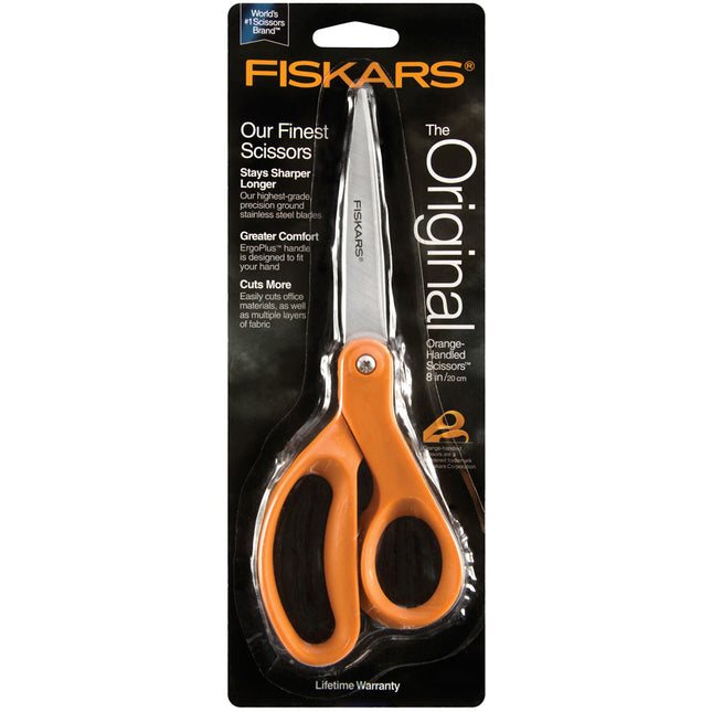 Fiskars Scissors Orange Handle Straight - 8 inch