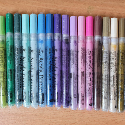 Flysea Acrylic Paint Markers Fine Tip - Pack of 24