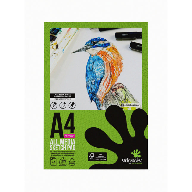 Artgecko Pro All Media Sketchpad 150gsm White Paper - A4